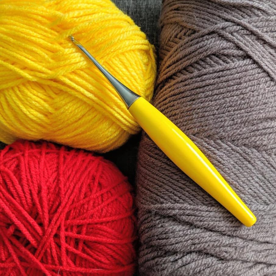 Image of Furls Crochet Hook, Odyssey Yellow, Nickel Plated Tip for Effortless Glide, Ergonomic Handle Crochet Hooks 7 inch (Yellow Odyssey, M - 8.00MM)