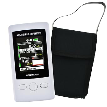 TENMARS Multi-Field EMF Meter Pocket ELF RF Gauss Meter 2000mG Electromagnetic Electric RF Field Strength Tester with Warning Indicator
