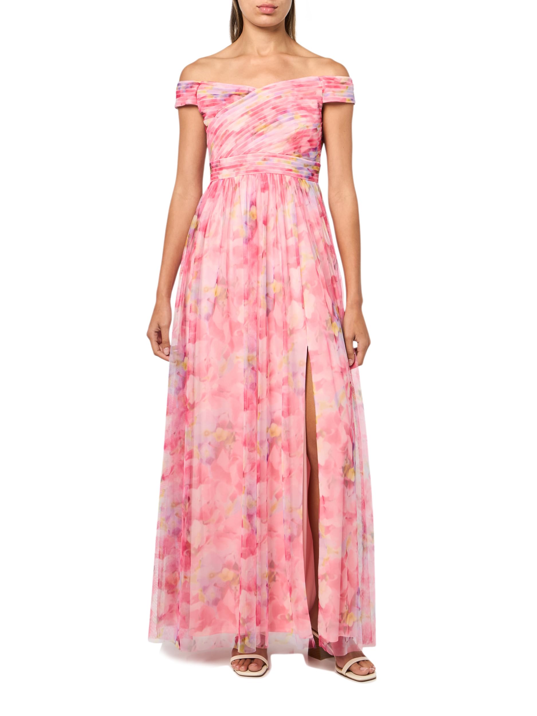 Adrianna Papell Sweetpea Print Tulle Gown