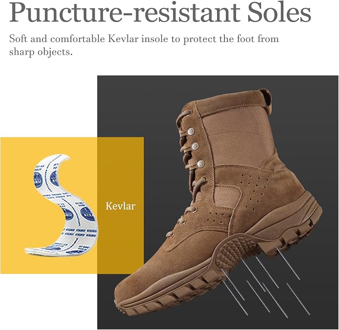 Combat Boots for Men Lightweight Military Tactical Boots Breathable Army Boots Jungle Boots Outdoor High-top Hiking Boots Puncture Proof Work Boots