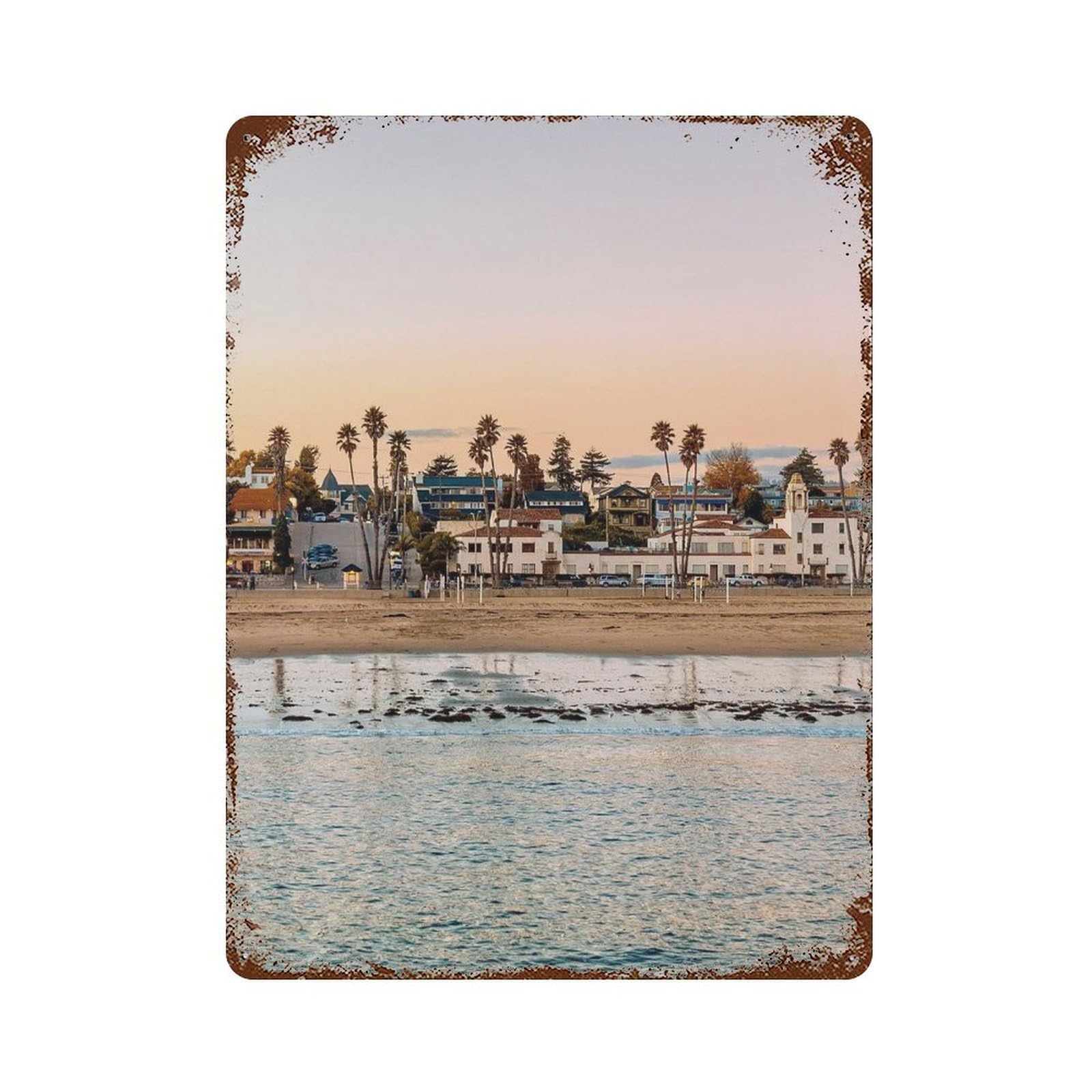 xiaoxiaoshen Real Photo Santa Cruz California USA Wall Decor Art Metal Tin Poster Modern Home Decor Art Home Bar Shop Decorations Vintage Sign 40x30cm
