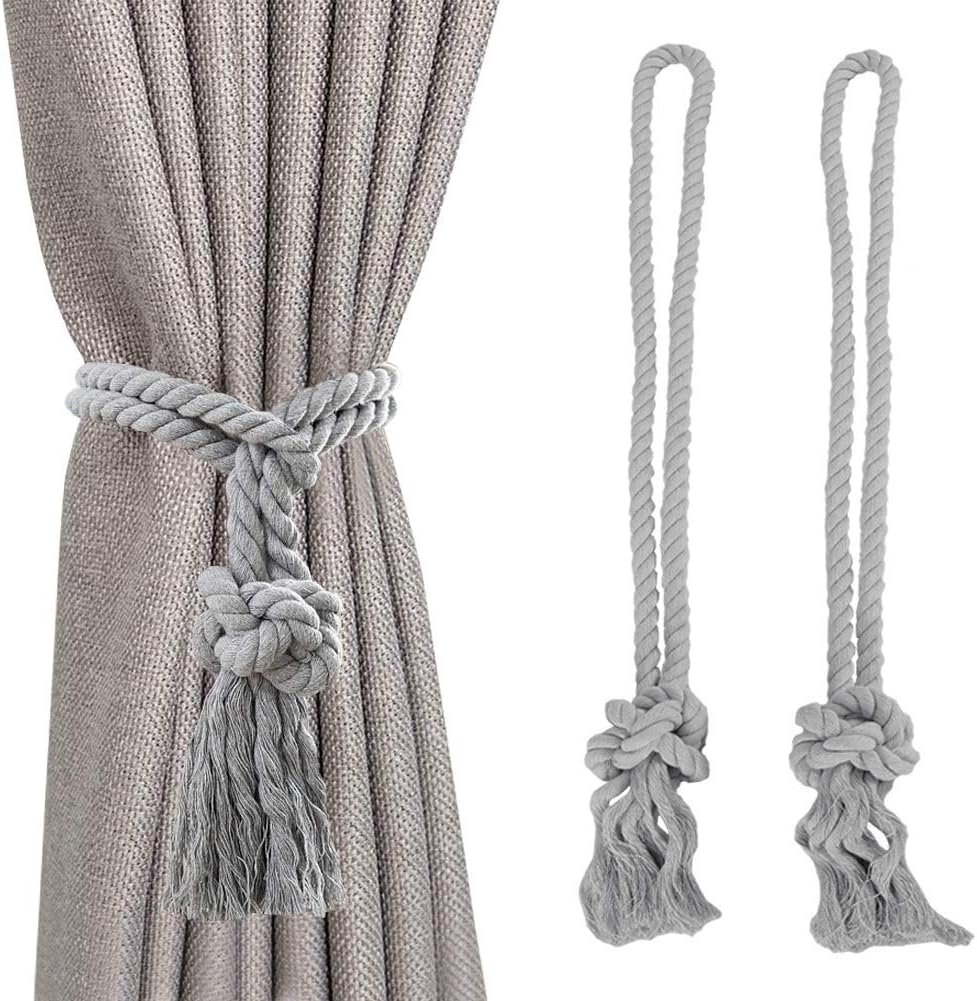 EleCharm 1Pair Creative Chinese Knot Curtain Tassel Holder American Cotton Tie Rope (Gray)