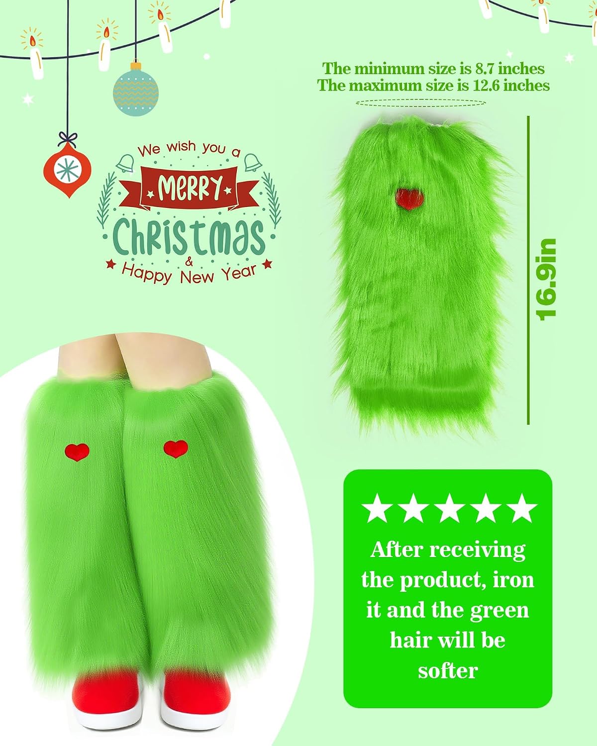 Hikkcos Furry Fuzzy Leg Warmers Faux Lime Green Fuzzy Leg Warmers Women
