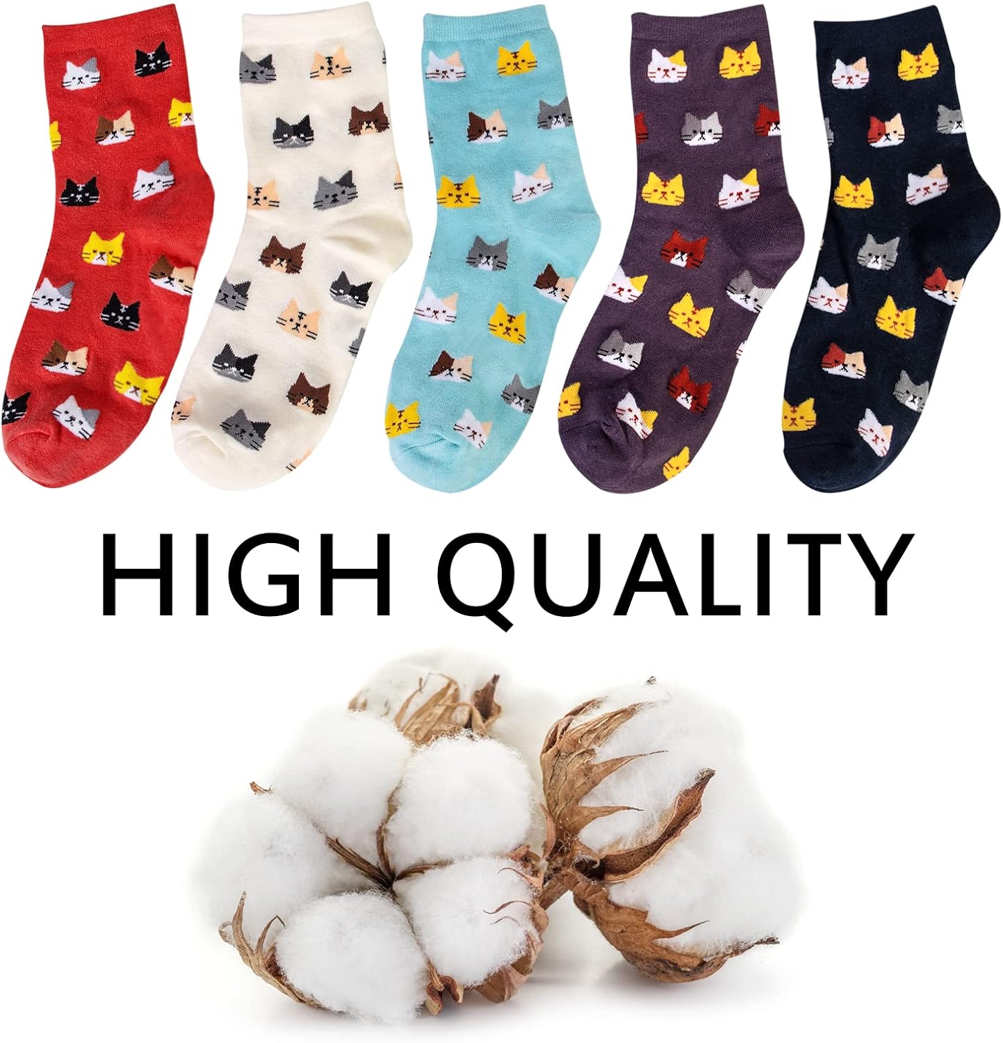 YSense Womens Cute Animal Socks 5 Pairs, Dog Cat Novelty Cartoon Crew Funny Socks Stocking Stuffers Gifts for Women Girl - Image 7