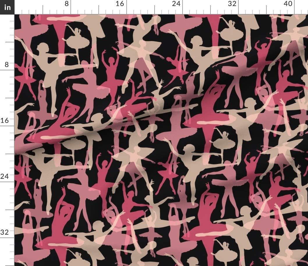Spoonflower Fabric - Ballerina Black Background Ballet Dance Dancer Girl Costume Sport Printed on Petal Signature Cotton Fabric by The Yard - Sewing Quilting Apparel Crafts Decor