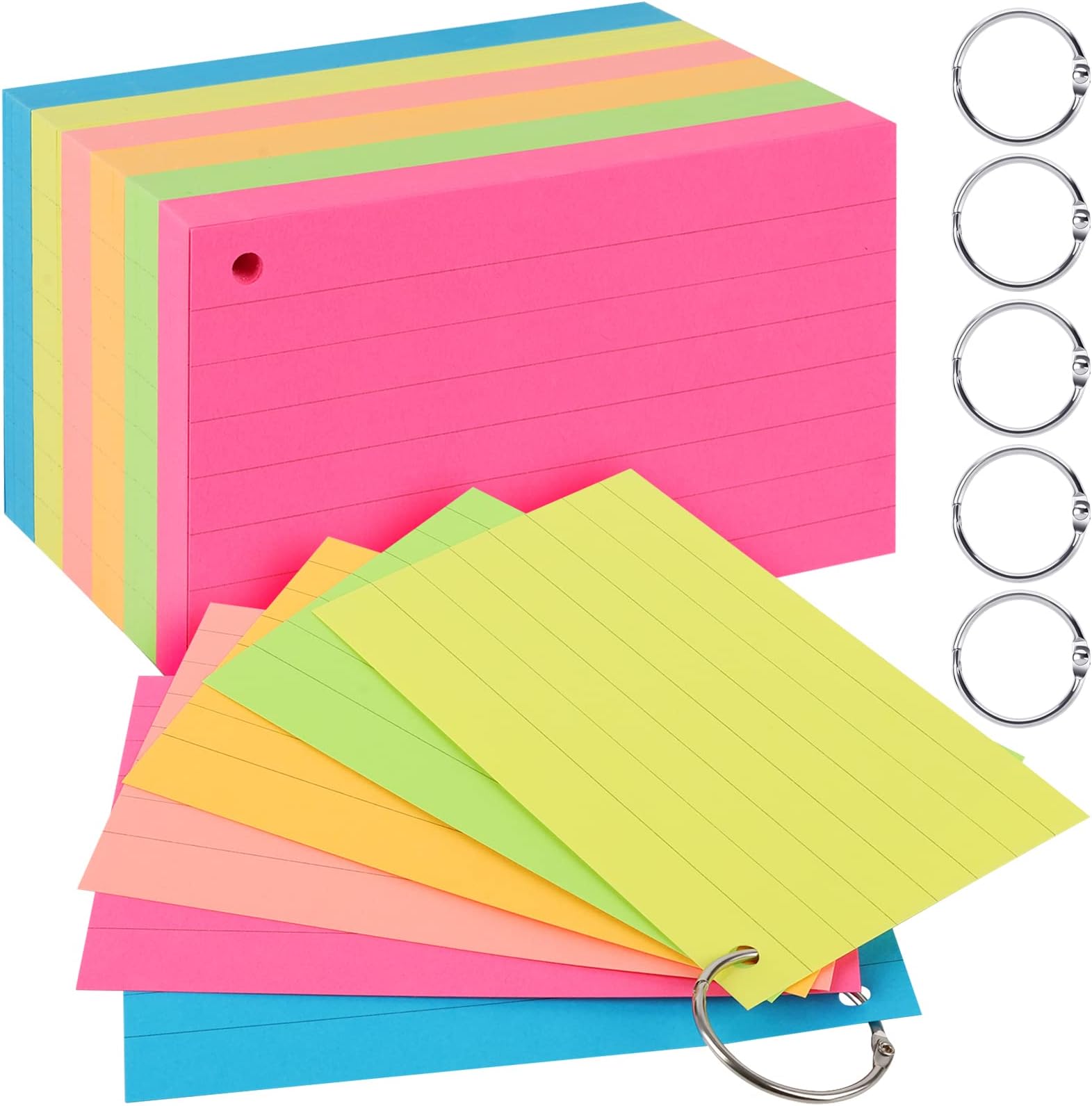 Neon color index cards