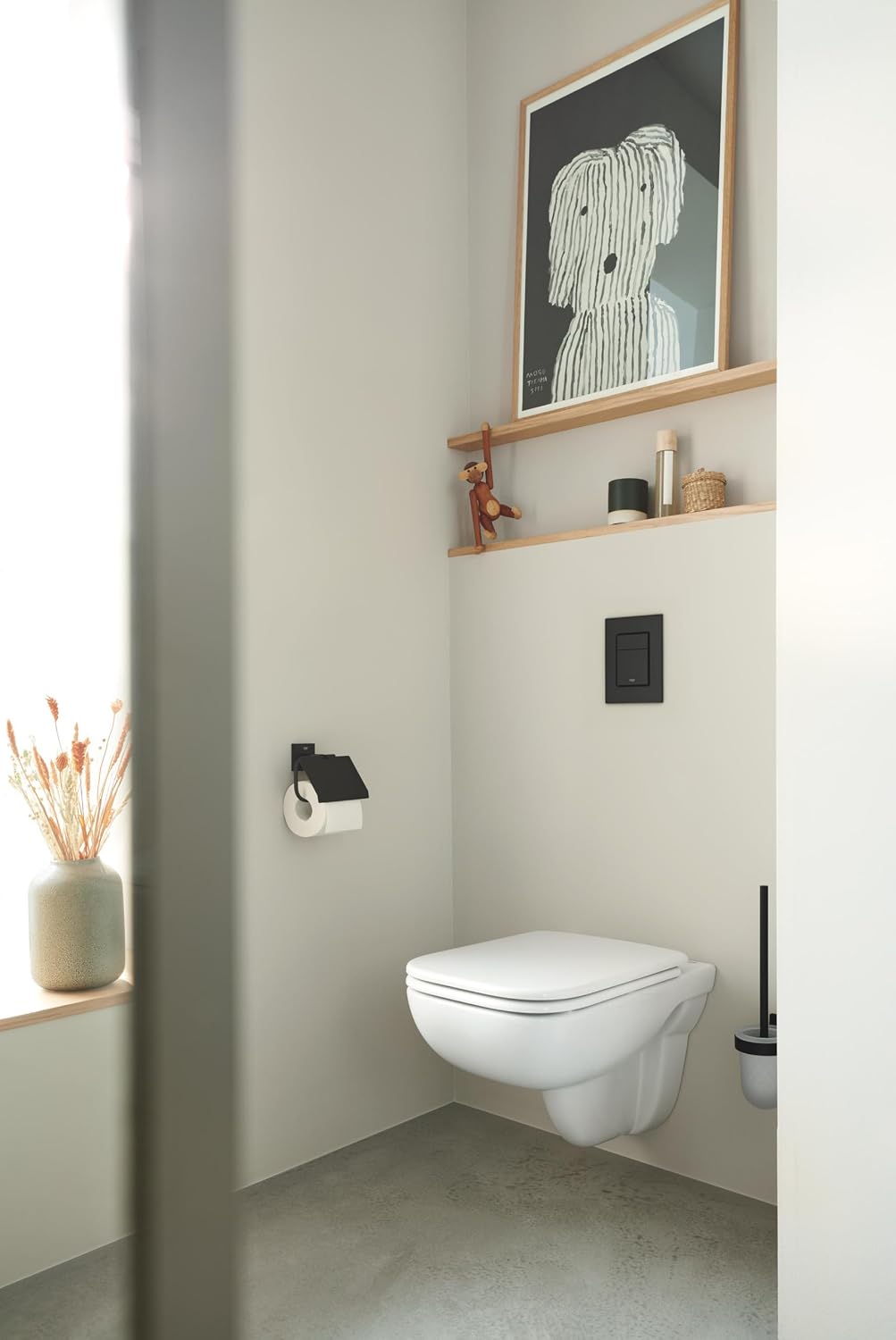 GROHE Skate Cosmopolitan 37535KF0 Cover Plate (130 x 172 mm, Water-Saving, for 2 Quantity & Start & Stop Actuation), Phantom Black