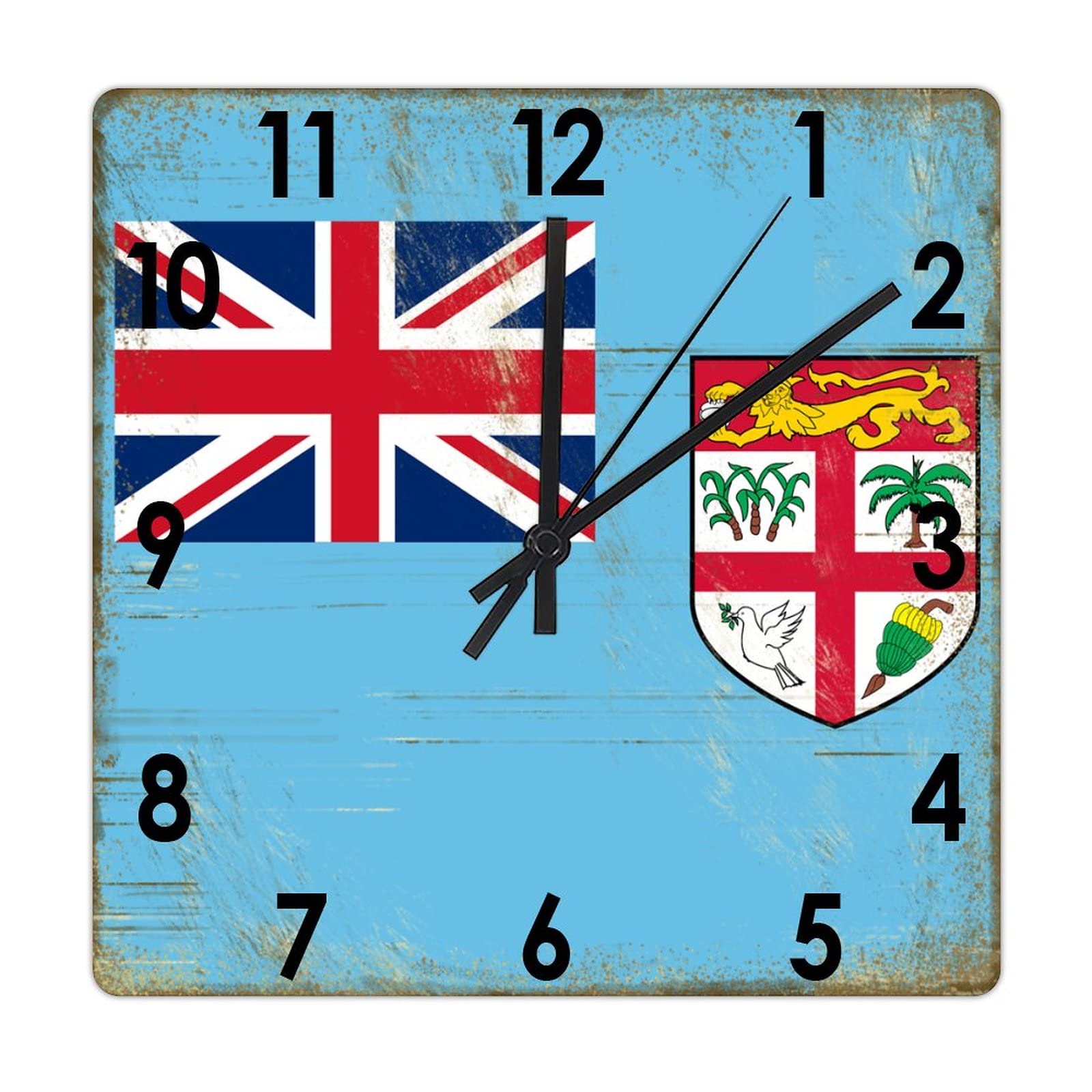 Horloge murale carrée en bois Fidji avec mécanisme silencieux à piles