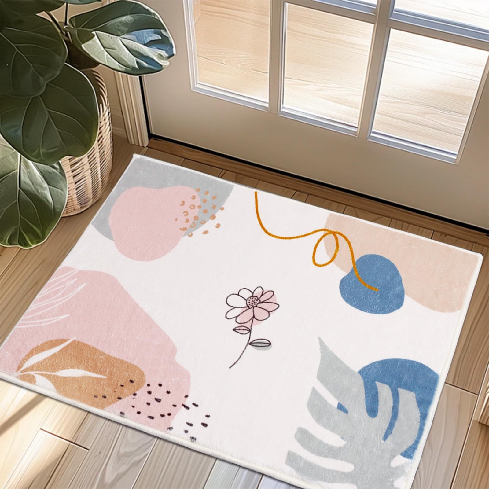 TUKDAK Home Alfombra para la Sala de Estar Lavable Suave Pila Corta, Alfombra Dormitorio Moderna Antideslizante, Alfombra Pelo Corto, Alfombra de área Abstractas Interiores (Rosa, 40x60cm) Certificado ClimatePartner