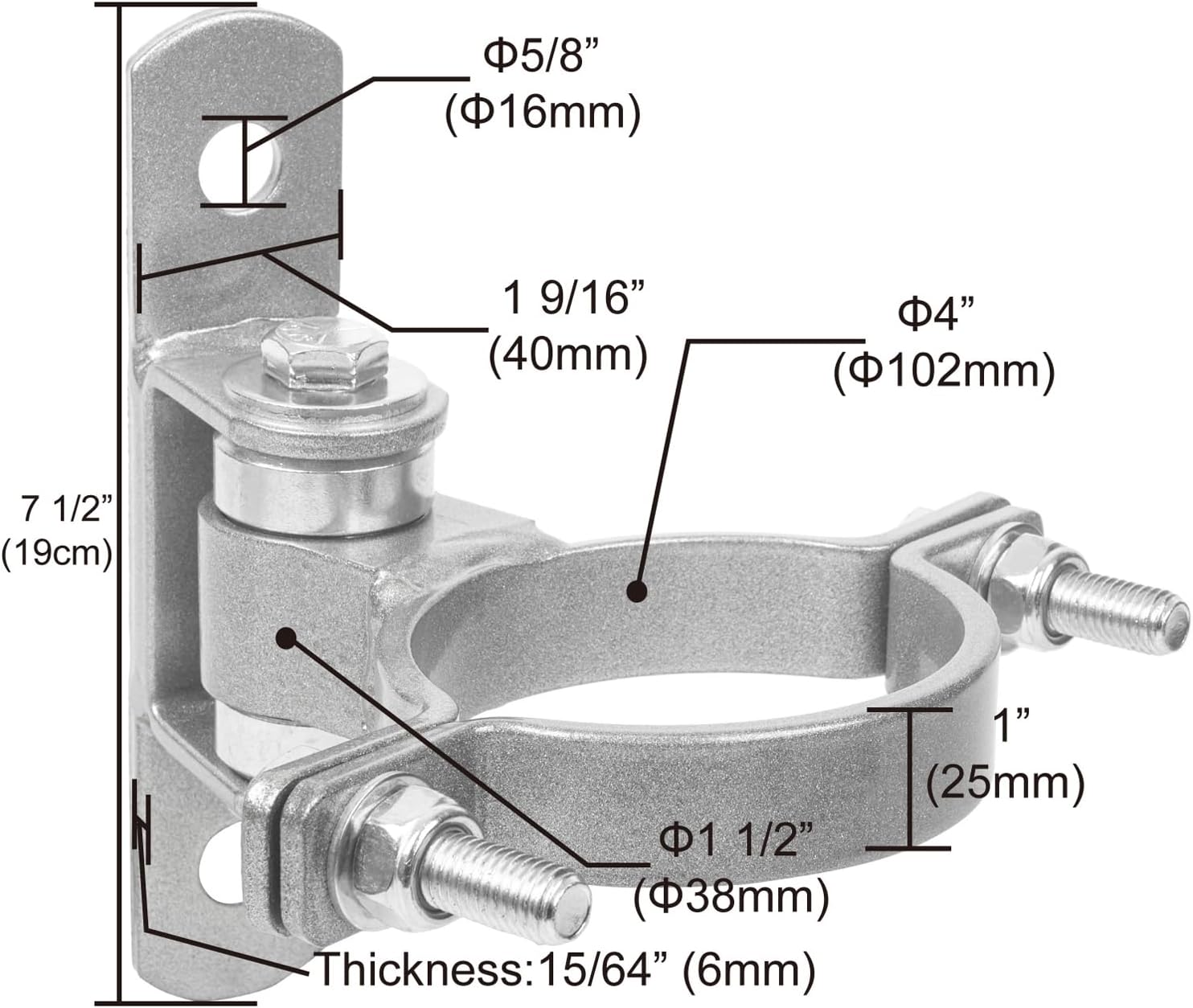 Heavy Duty 4" Round Bolt-On Sealed Bearing Industrial Metal Gate Hinges for Large Heavy Driveway Gates Up to 1100 Pounds, for Round to Square Post CI2051 Gate Hinges (Sold as a Pair)
