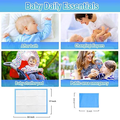 Miniatura 6 de Rocinha 100 cambiadores desechables de 24 x 17 pulgadas, almohadillas desechables para bebé, impermeables, transpirables, protectores de mesa de