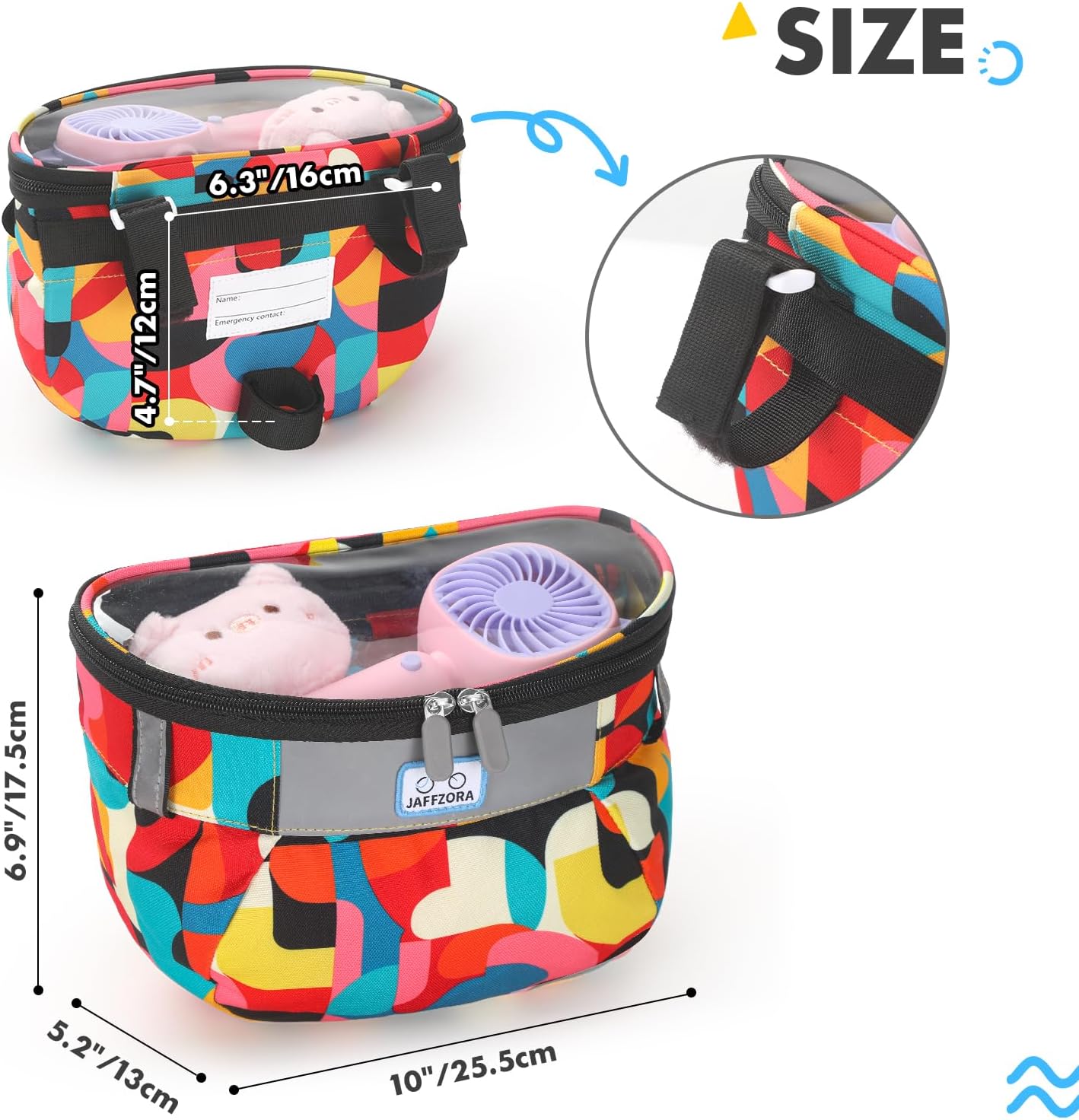 Kids Bicycle Basket, Front Frame Handlebar Bag for Toddler Scooter Tricycle Bike, Fabric Bicycle Basket for Boys & Girls