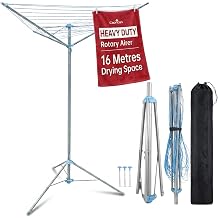 Freestanding Rotary Airer 16m Foldable 3 Arm Portable Clothes Dryer