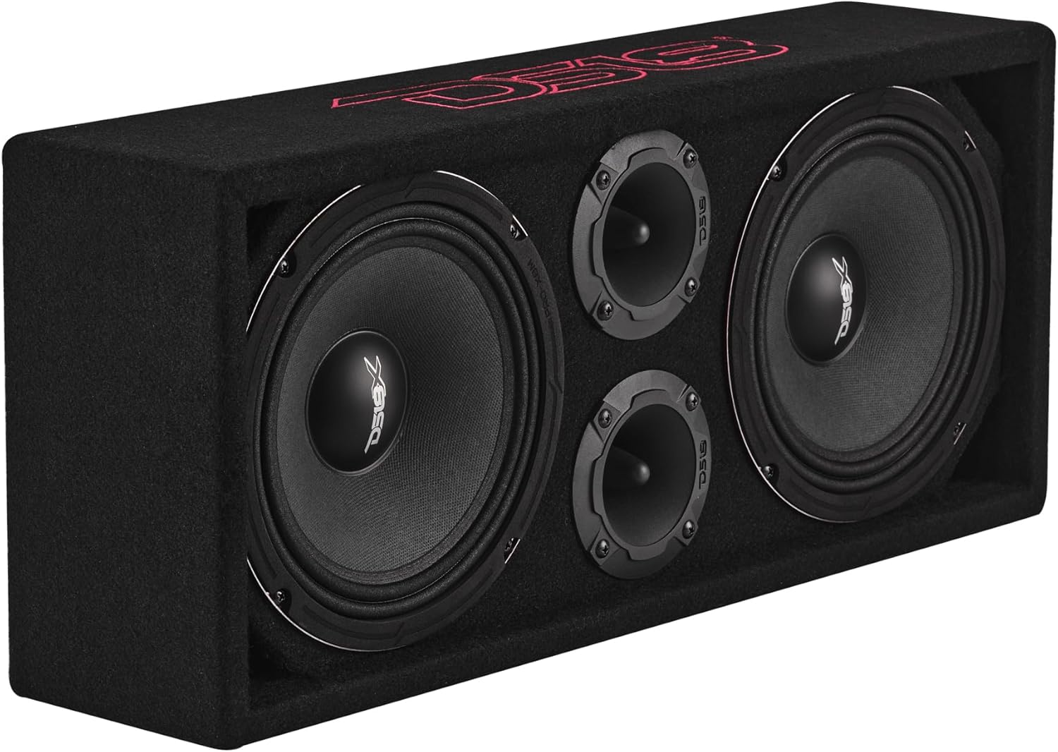 DS18 VOC8LD-PK Ported Loaded Voceteo Enclosure Package with Dual 8" Mids, Dual 3.78" Tweeters, 4-Channel Full Range Amplifier & 12ft OFC Speakon Cable – Chuchero Speaker Box Bundle