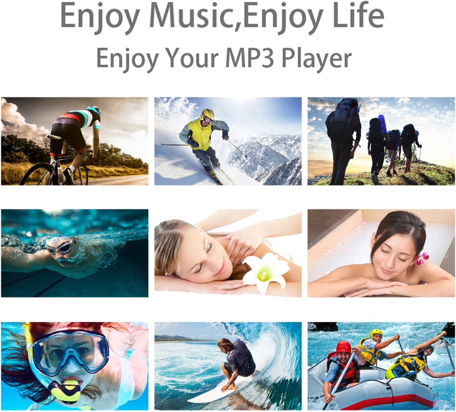 Swimming MP3 Player, Water Proof Headphones, 8GB Multi Functional Clip Music Player, Underwater Sport Earbuds for Swimming, Running, Cycling, Gym (Blue)