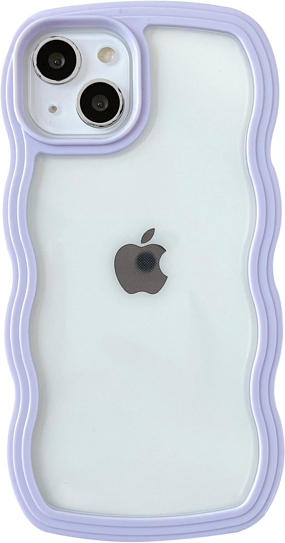 Caseative Cute Curly Wave Frame Shape Shockproof Soft Compatible with iPhone Case (Purple,iPhone 13 Pro)