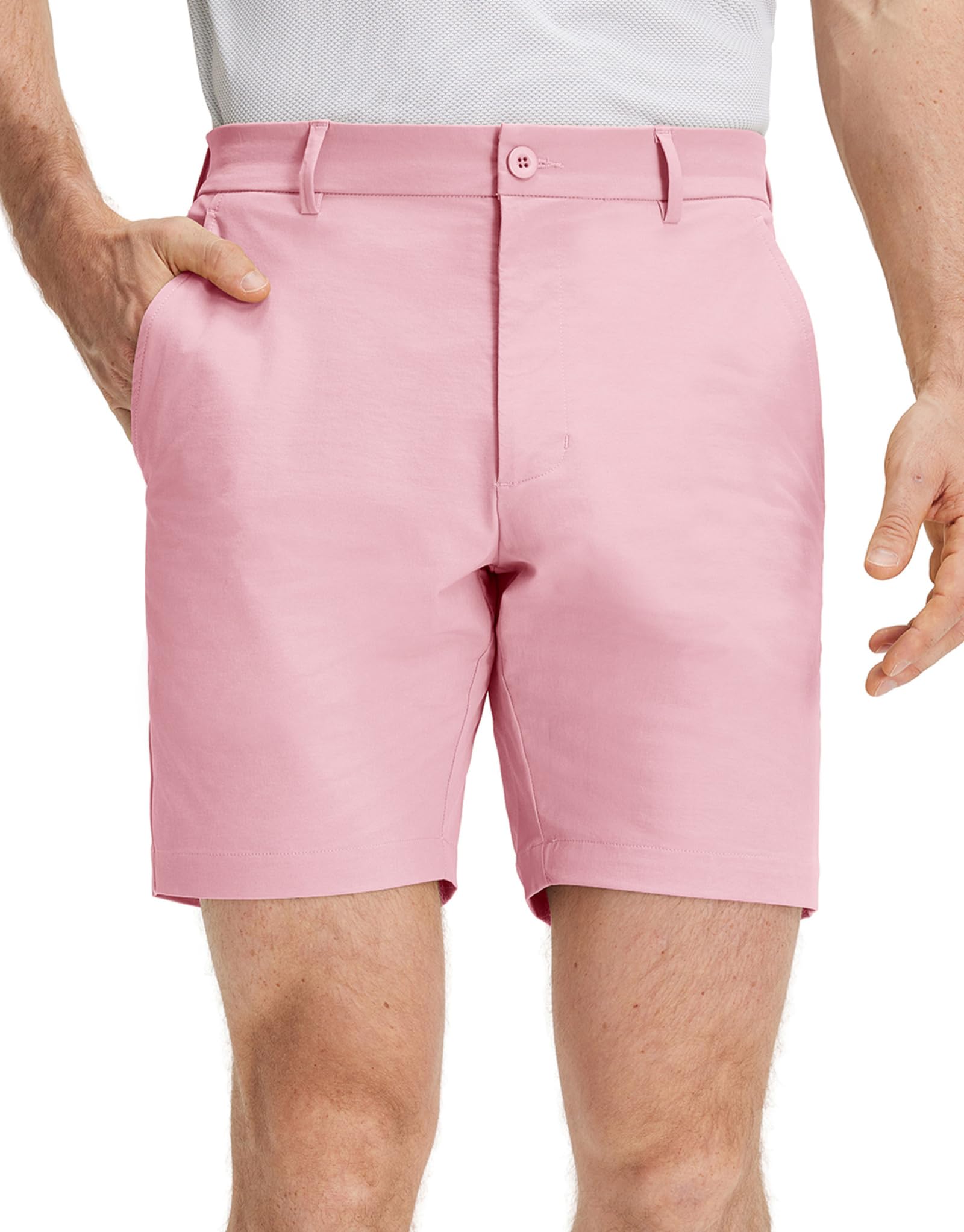 M MAELREG Golf Shorts Men 7 Inch 5 Pockets Cotton Blend Water-Resistant Flat Front Flex Solid Casual Mens Dress Shorts