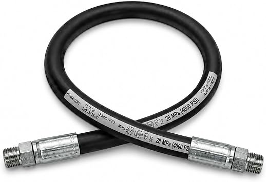 Chenango Supply 1/2" Hydraulic Hose Assembly 2-Wire Reinforced, Male NPT Male NPT, 4000 PSI Working Pressure Assembled in USA 1/2" 1