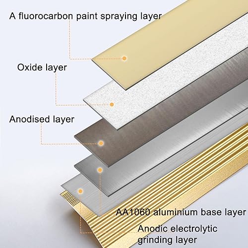Miniatura 5 de Tiras autoadhesivas para cubrir el suelo, tira de umbral de transición de piso de aluminio de madera a azulejo, tira de puerta duradera y fácil de