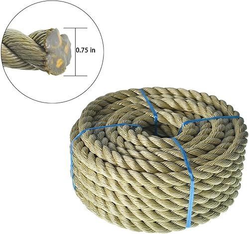 Miniatura 21 de Cuerda trenzada de 1 pulgada x 100 pies, cuerda sintética de tres hebras para decoración de interiores o exteriores, proyectos de bricolaje
