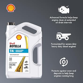 Shell Rotella T4 Triple Protection 15W-40 Diesel Engine Oil, 1 Gallon (3 Pack)