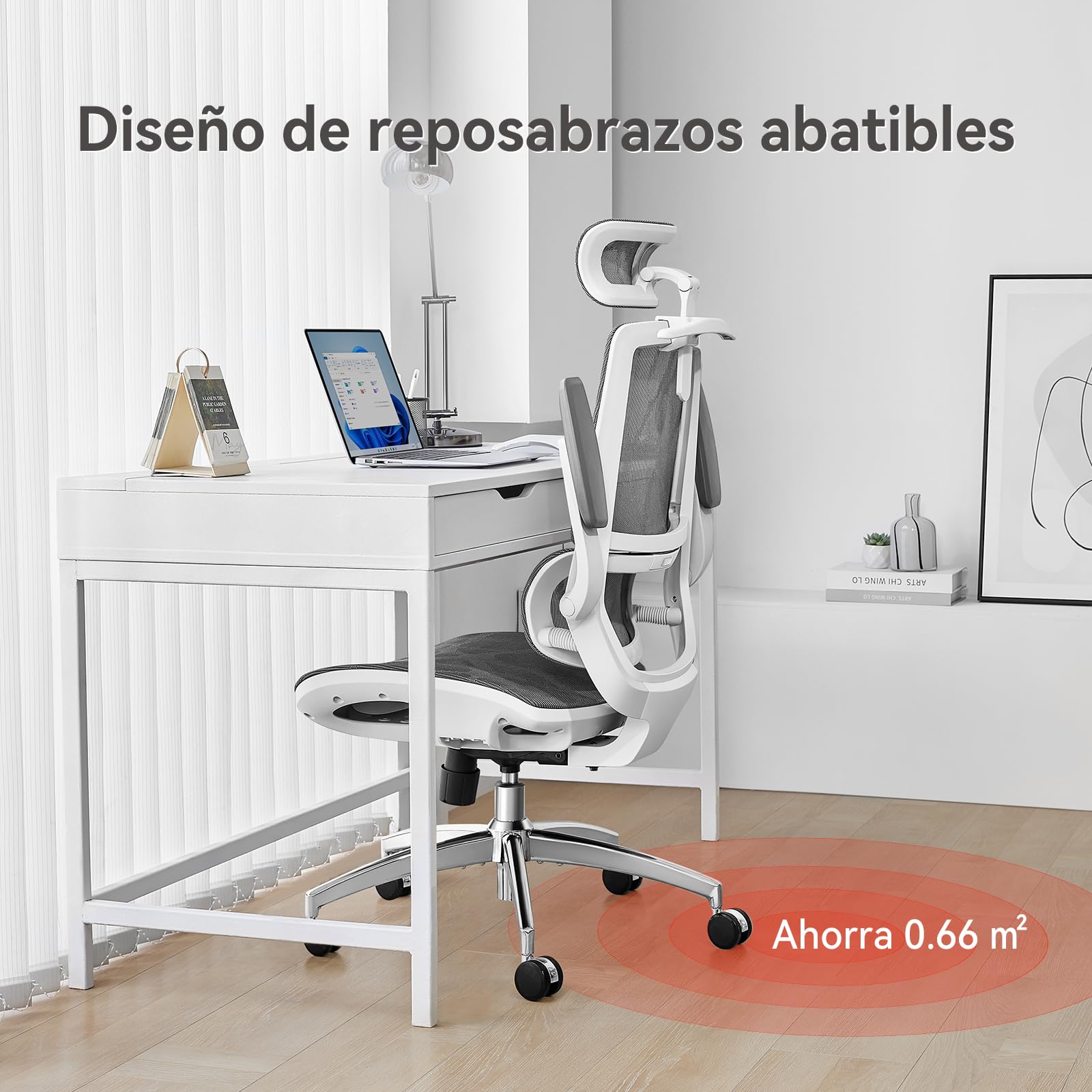 SIHOO M59AS Sedia da Ufficio Ergonomica, con braccioli ribaltabili 3D, doppio schienale e supporto lombare adattivo, sedia in rete ideale per l’ufficio a casa(Grigio)