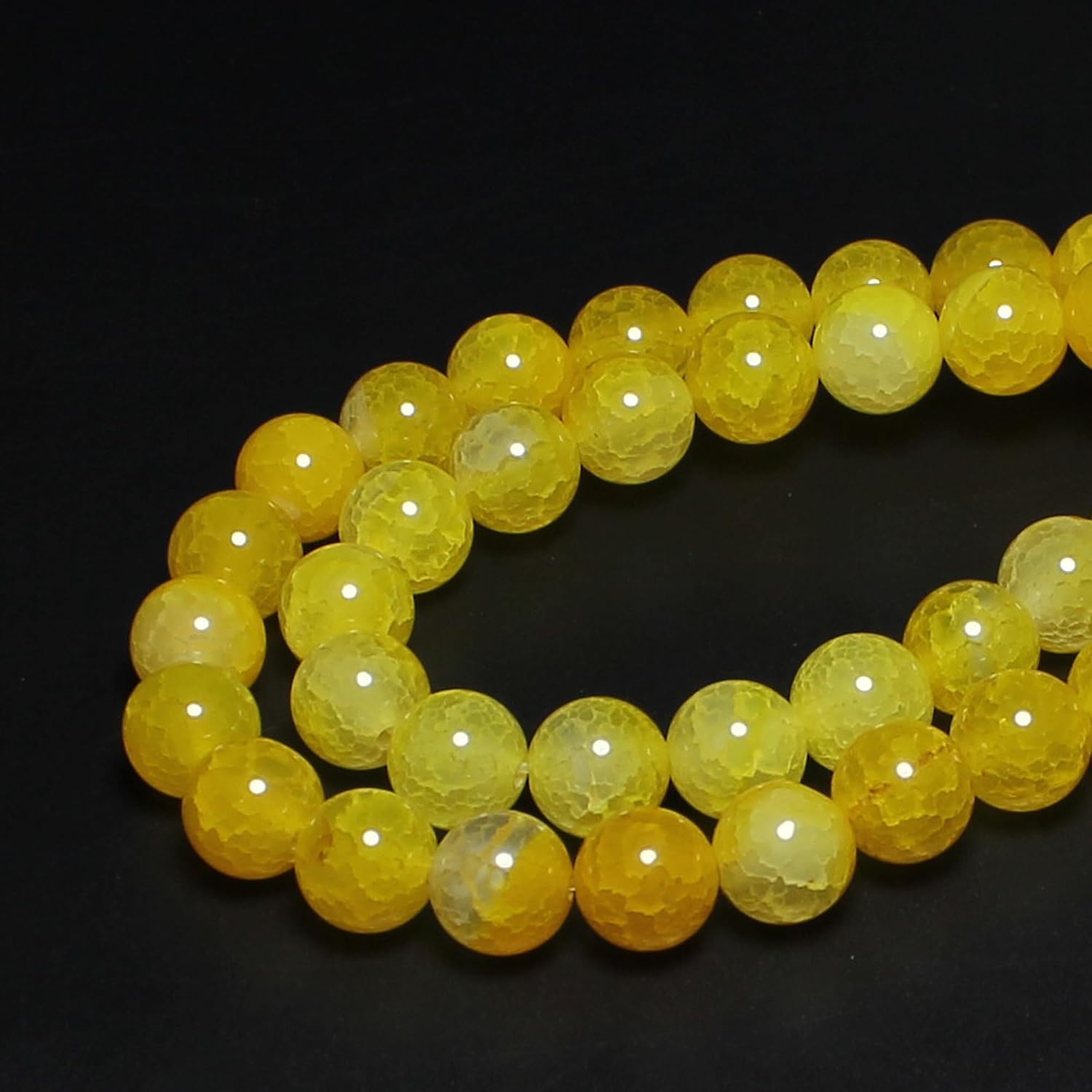MJDCB Natural Stone Beads 10mm 35pcs Round Yellow Dragon Vein Agate Loose Gemstone Bead Charms for Jewelry Making Bracelet Necklace Earring Pendant - Image 3