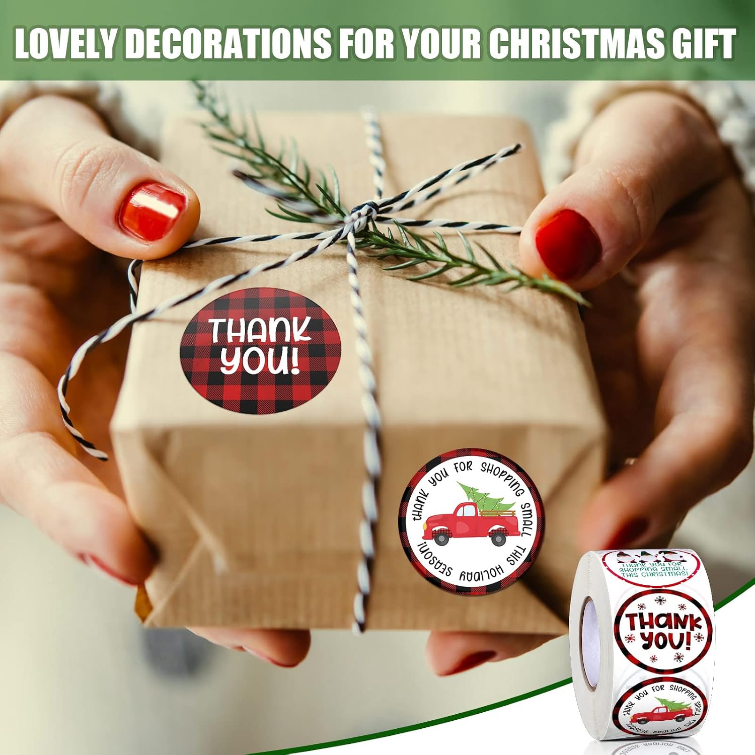 1000 Pcs Christmas Thank Stickers Small Business Stickers Thank You for Supporting My Small Business Envelope Seals for Note Greeting Cards(Vintage)