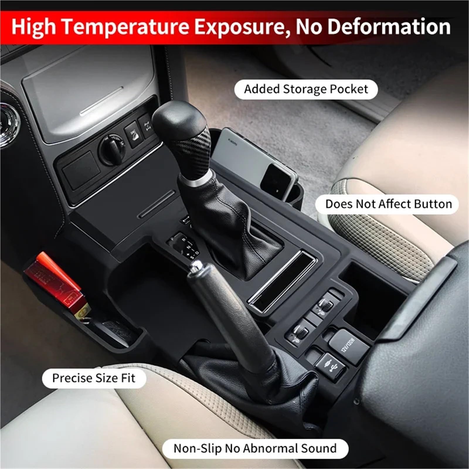 Apoyabrazos para coche Funda protectora de silicona para consola central, compatible con Toyota Prado 150 LC150 2010-2023.(2010-2017 4AT Black)