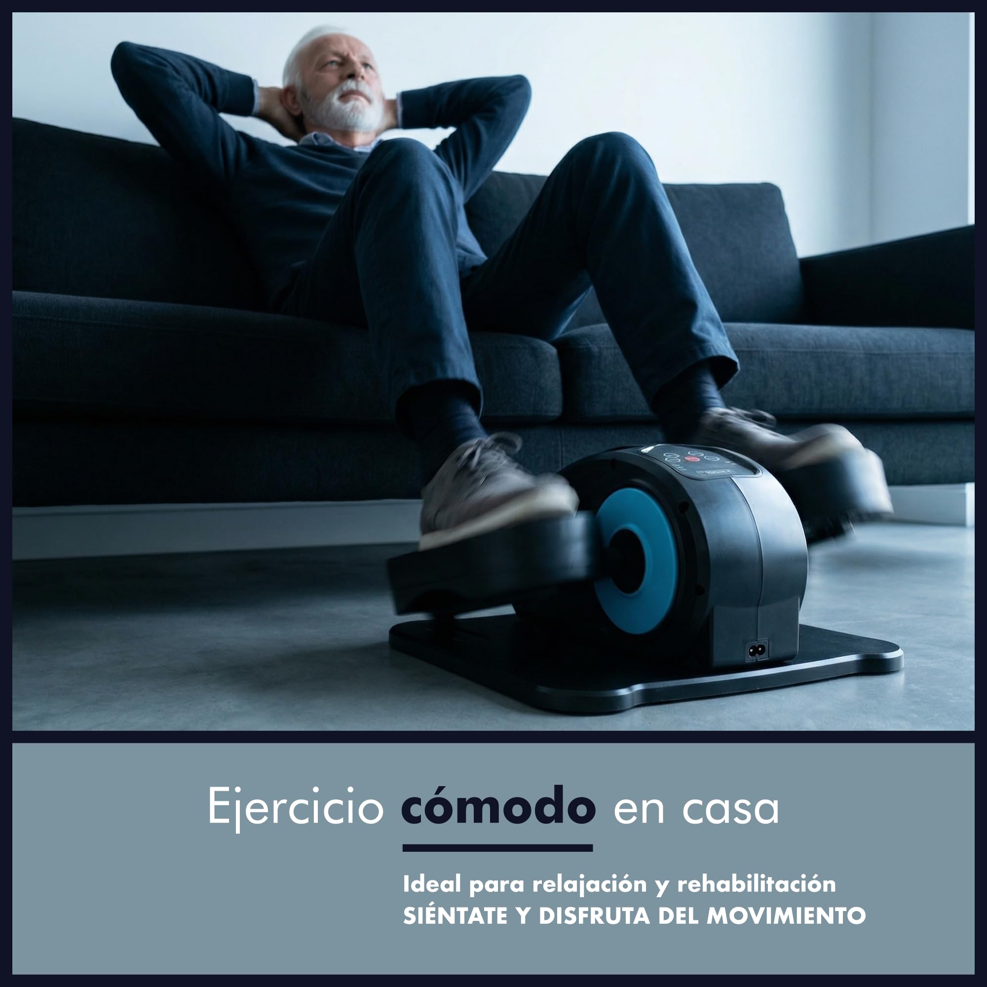 PORTENTUM Mini eliptica electrica con mando a distancia y pantalla – Pedales estaticos personas mayores automático y manual con selector velocidad – Pedaleador electrico de escritorio motor silencioso