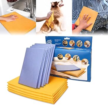 Ultra-Absorbent Cleaning Shammy,Ultra-Absorbent Miracle Cleaning Shammy Absorbent Cleaning Cloth Multi-Purpose Non-Woven Cleaning Towels8PCS