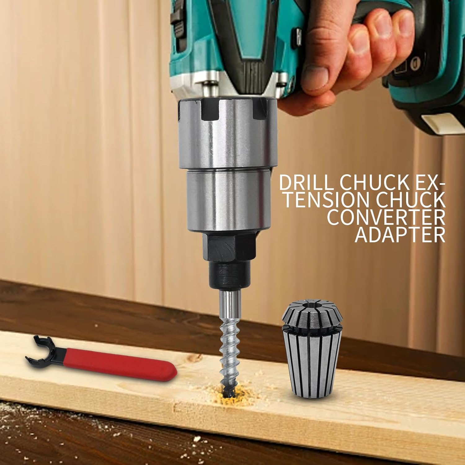 SYOWADA 1/4 Inch Shank to 1/2 Inch Shank Router Bit Extension Collet Adapter with ER20 Spring Collet and ER20 M-Type Collet Nut Wrench, for converting 1/2 inch and 1/4 inch shank router bits
