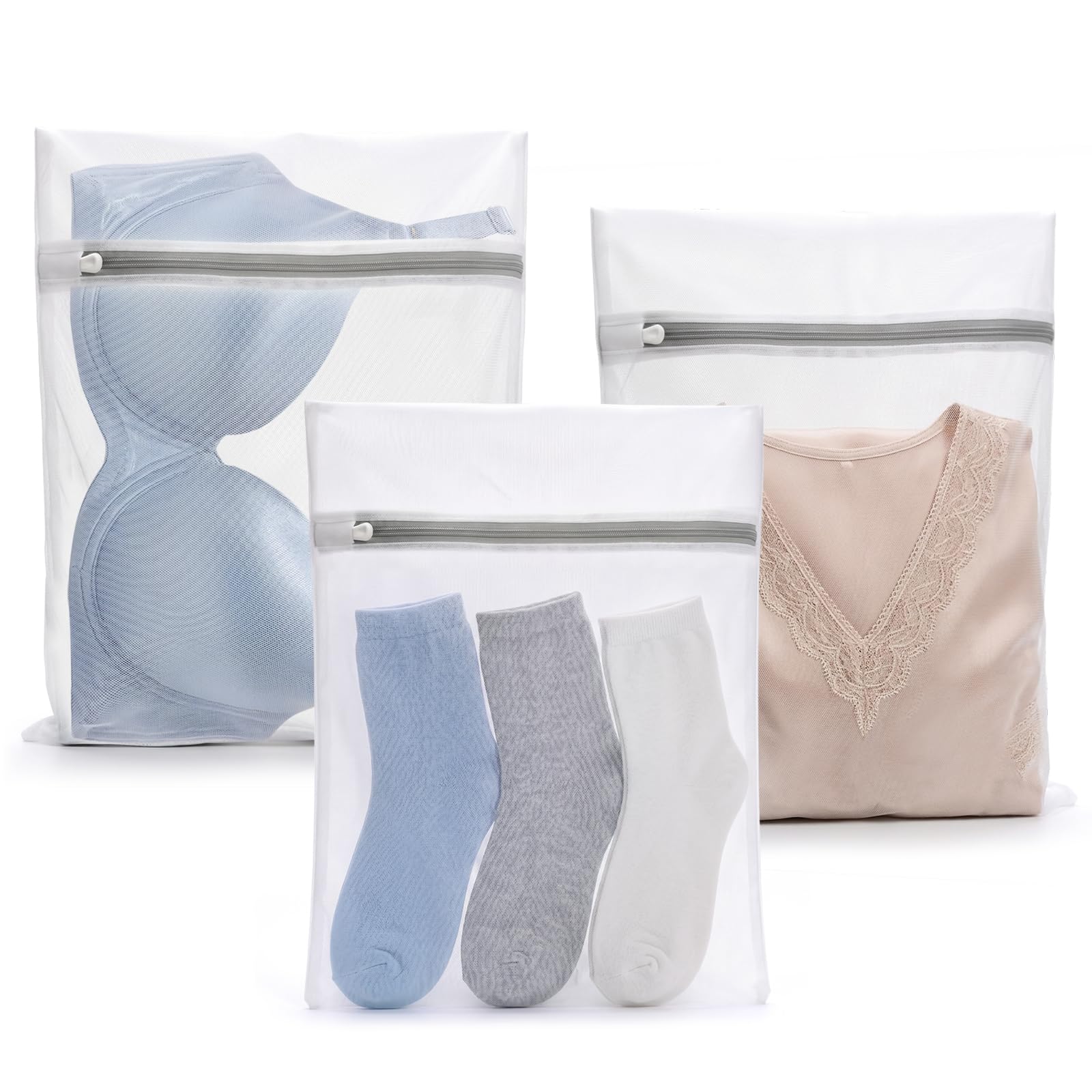 Muchfun 3Pcs Durable Fine Mesh Laundry Bags for Delicates 12 x 16 Inches