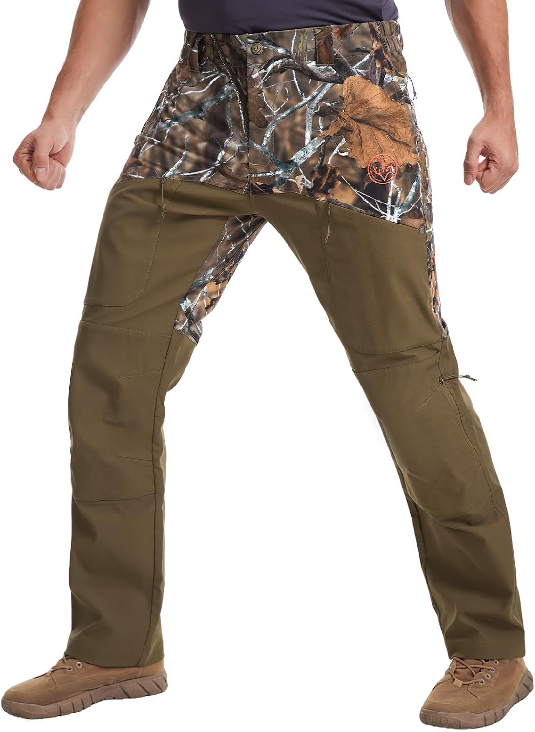 BASSDASH Splice-LW Men's Hunting Pants with Knee Pads, Water Resistant