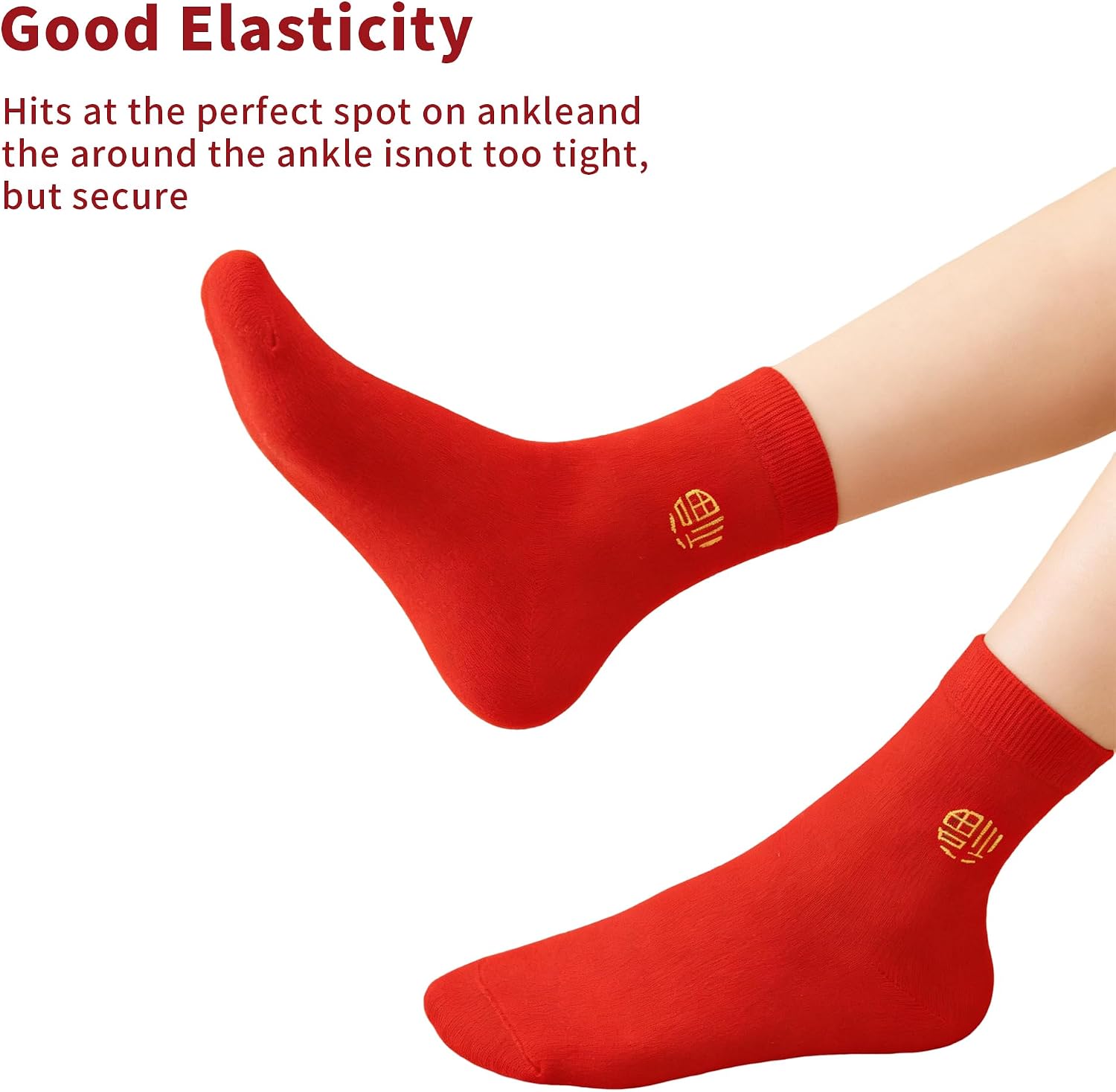5 Pairs Red Fashion Breathable Classic Socks for Men Red Comfortable Calf Socks Color Crazy Sports Casual