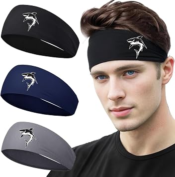 3 Pack Sports Headbands for Men Workout Mens Sweat Bands Sweatband for Men Cooling Running Headband Hairband for Mens Women Head Bands Gym Yoga Unisex
