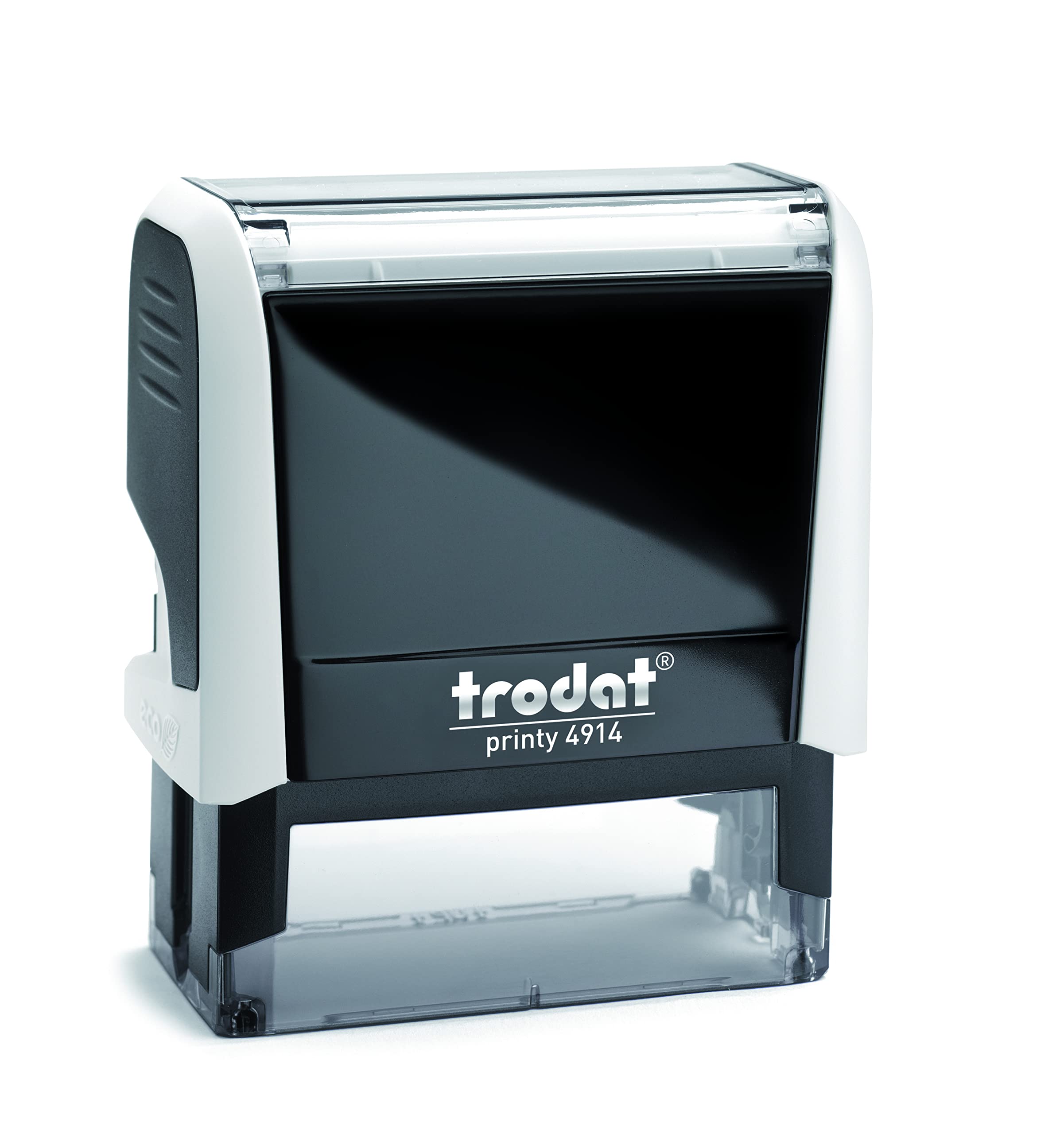 Trodat Printy 4914 Timbro Personalizzato Autoinchiostrante, max 6 Righe, Dimensione Impronta 64x26 mm, Colore Bianco, Cartuccia Inchiostro Verde, Ideale per Uffici, Aziende, Medici, Insegnanti