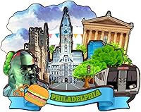 Vista 1 de Imán de madera para refrigerador de Filadelfia, Pensilvania, Estados Unidos, América, colección de madera, 3D, hecho a mano, recuerdos de la ciudad