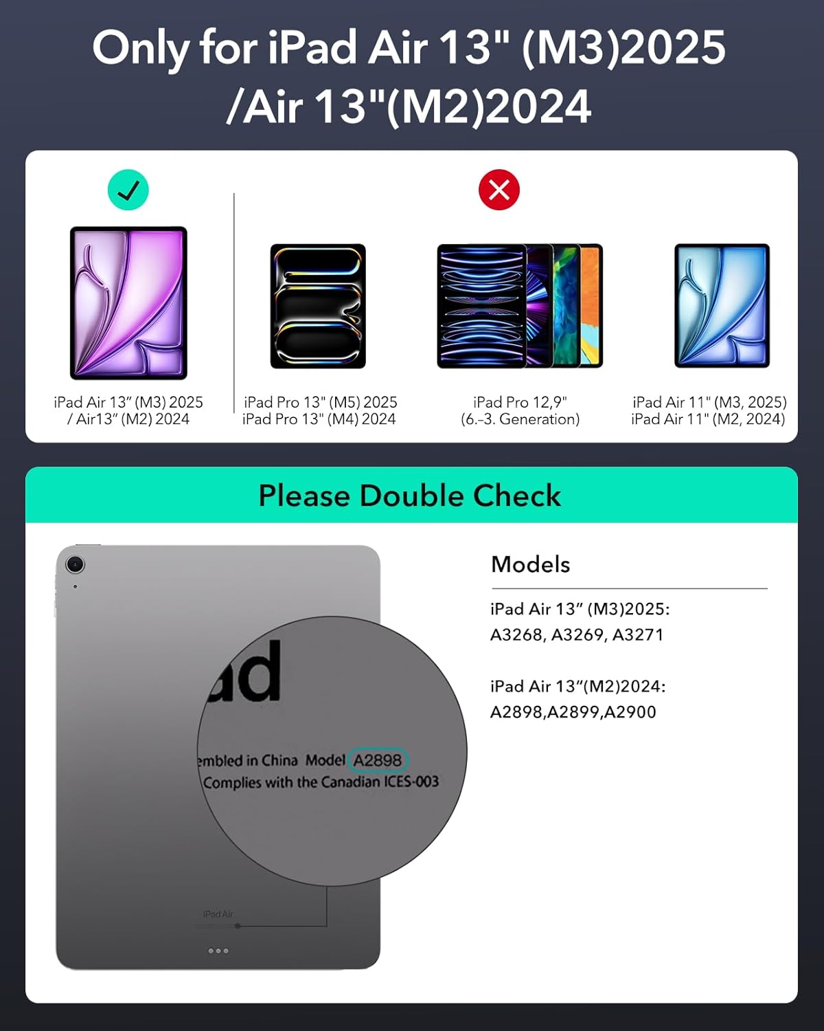 ESR iPad Air 13 Inch Case Keyboard (M3/M2, 2025/2024), Easy-Set Magnetic Stand, Portrait/Landscape Mode, Removable Case with Multi-Touch Trackpad, Rebound 360 Series, Black - Image 2