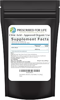 Prescribed For Life Citric Acid Powder, Polvo de Acido Cítrico, Citric Acid for Bath Bombs & Cleaning, USP Grade, Higher Quality Than Food Grade (340g)