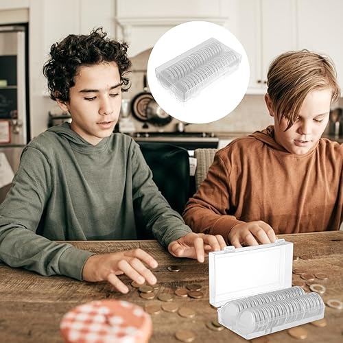 Miniatura 5 de Ciieeo Caja de monedas Mini contenedores de plástico Monedas de plástico Kickstand Estuche de 2.008 in Caja de almacenamiento de monedas Cápsula de