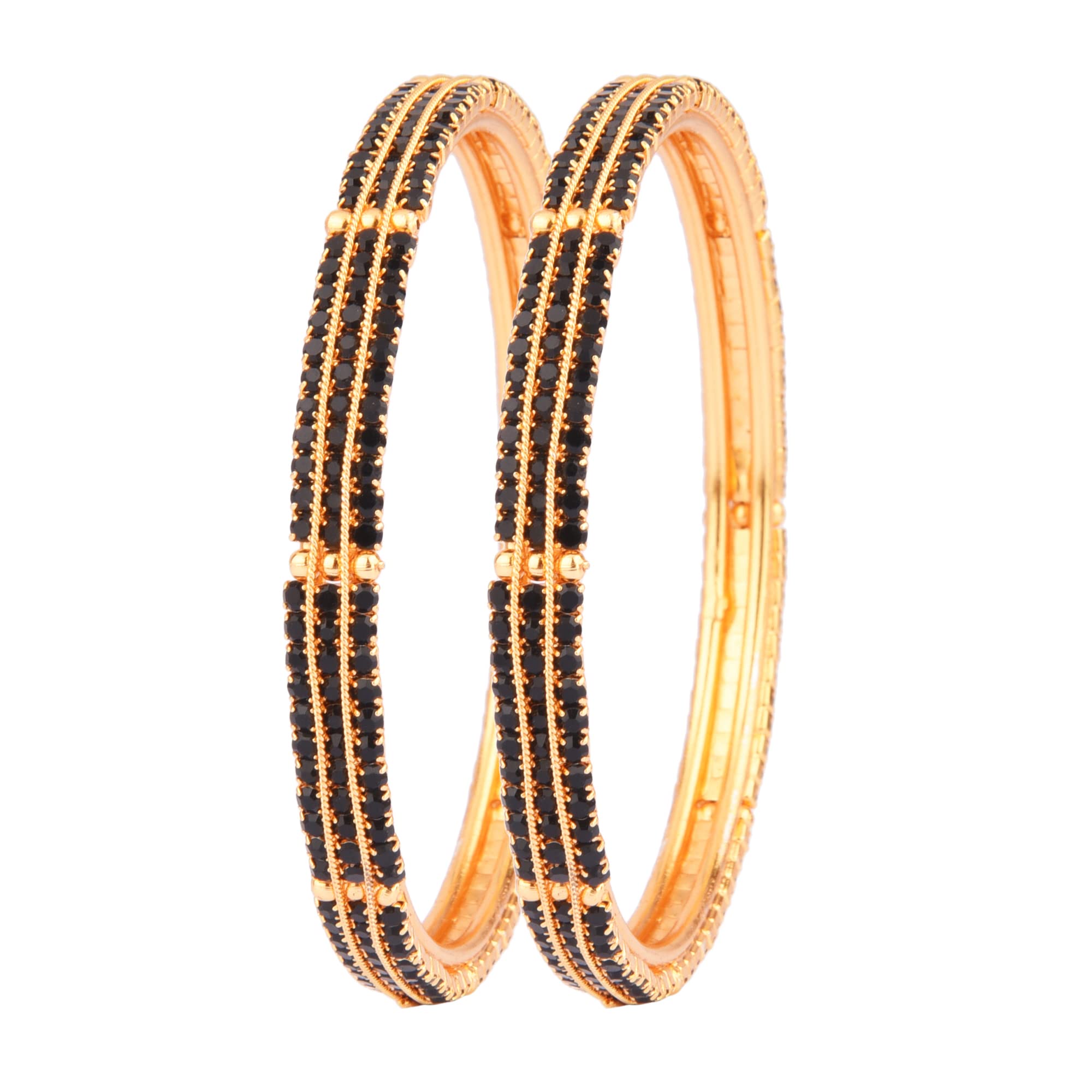 Femmibella 18kt Gold Plated 2pc Black Cubic Zircon Sleek Bangles (B0B5RV1H5R) Amazon Price History, Amazon Price Tracker