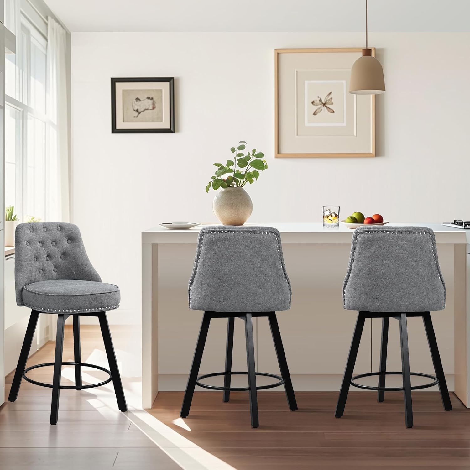 DIFYHOMEY Counter Height Bar Stools Set of 3, 26