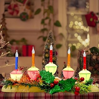 5 Light Christmas Bubble Candle Lamps, Vintage Bubble Christmas Lights with 6 Multicolor Bubble Bulbs(1 Spare), Plug in Christmas Electric Candles for Party Home Centerpieces Christmas Decor