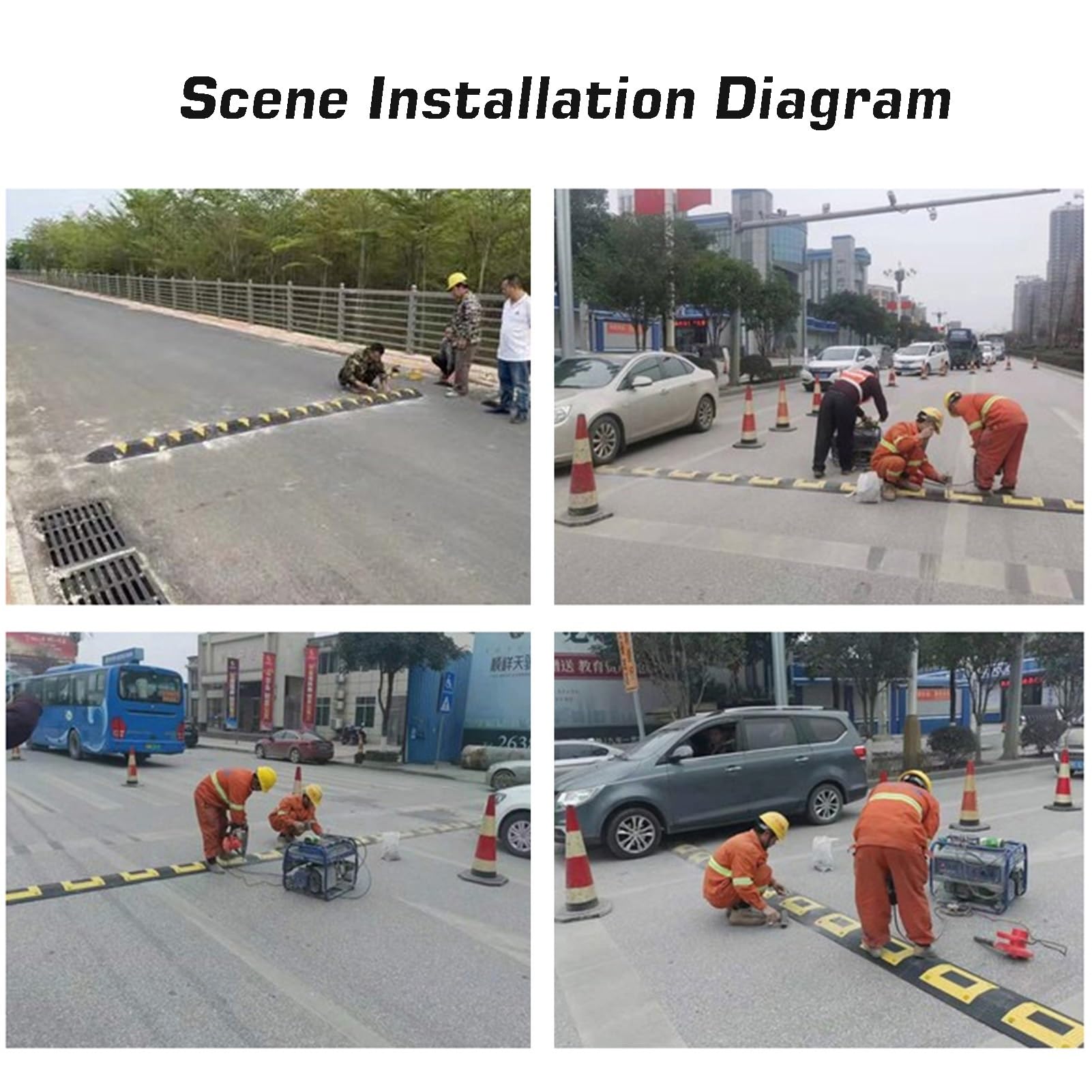 Topes de Velocidad de tráfico, topes de Goma for Seguridad Vial y Control de tráfico, Ideales for estacionamientos
