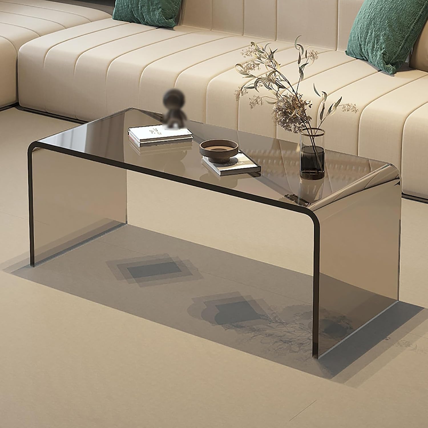 PQXQZ☆【完売間近】 アクリル製透明コーヒーテーブルリビングルーム用U字型コーヒーテーブルセンターテーブルを飾る寝室やオフィス用のモダンな家庭用家具(70