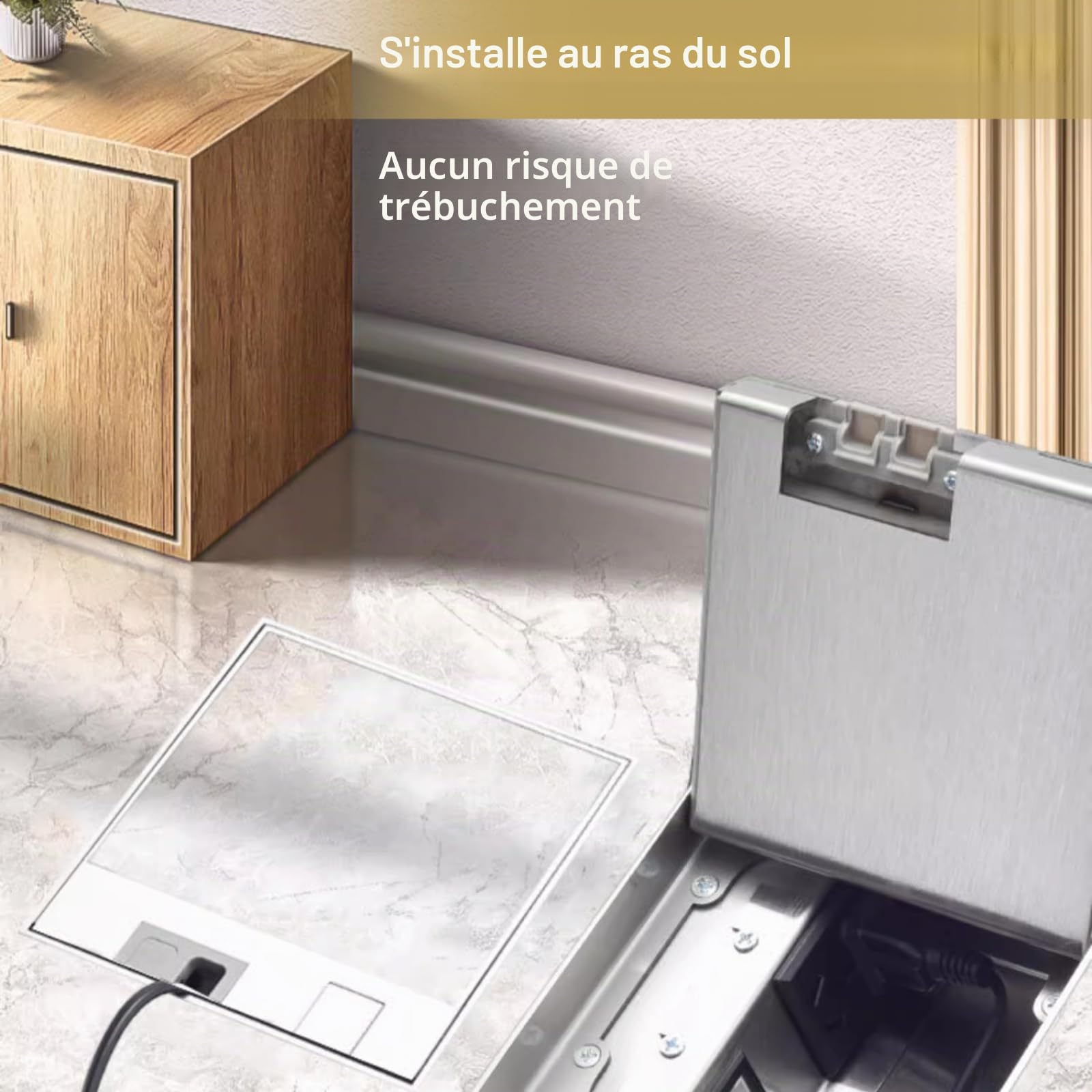 Boîte de Prise électrique au Sol, AC 250V 16A Prise Dissimulée Encastrée Prise de Sol Dissimulée en Acier Inoxydable pour la Maison