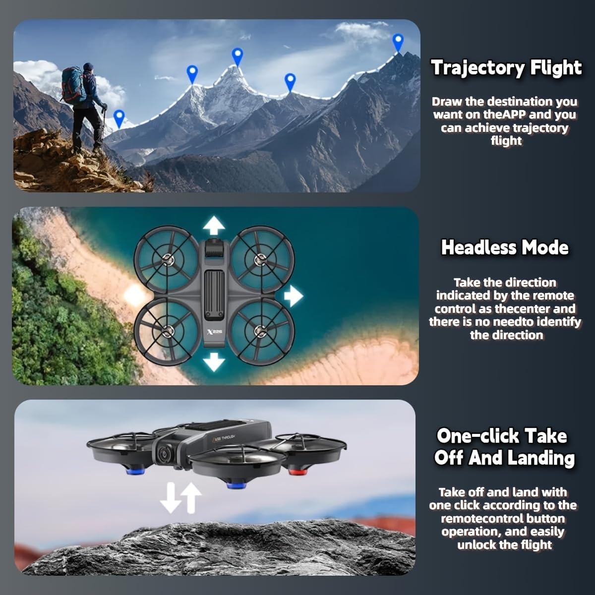 FPV Drone with Camera & VR Glasses, Dual Camera Switch + Brushless Motor, 2 Batteries RC Quadcopter with Optical Flow & Cool LED Lights, VR Drone for Beginners Adults