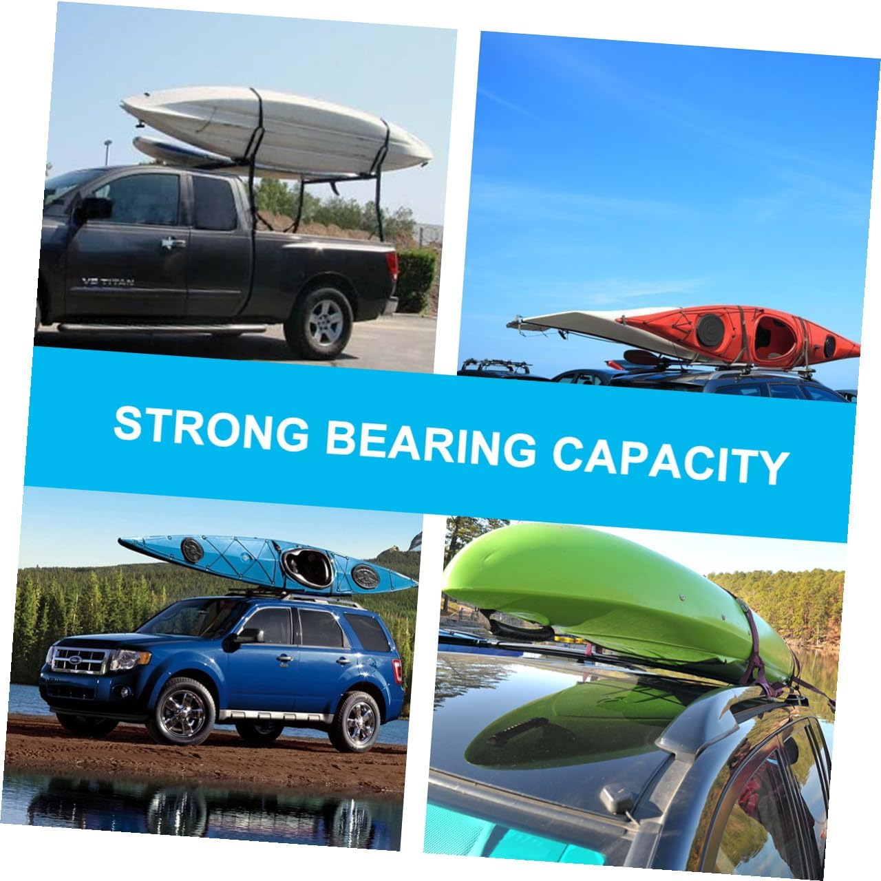 Detachable Kayak and Canoe Roof Rack 2pcs Car Roof Cargo Carrier Frame for Kayak Storage and Canoe Transport Compatible with Suvs and Trucks