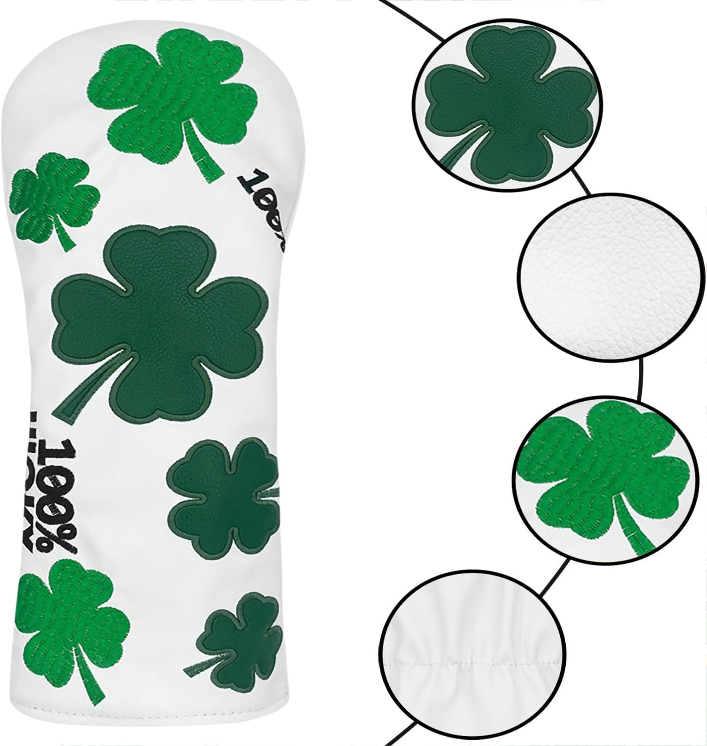 Golf Head Covers, Embroidered PU Leather Head Covers, Fits Driver/Fairway Wood/Hybrid Clubs, Premium Golf Accessories